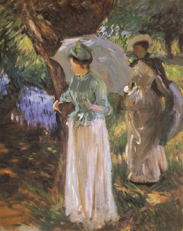 Two Girl with Parasols at Fladbury, John Singer Sargent